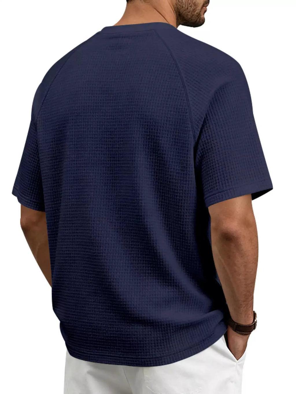 Men's Full Size Waffle Knit Raglan Short Sleeve T-Shirt Plus Size by Trendsi
