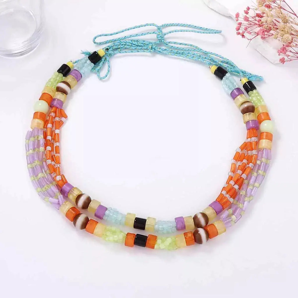 2 Piece Artificial Crystal Bead Necklace by Trendsi