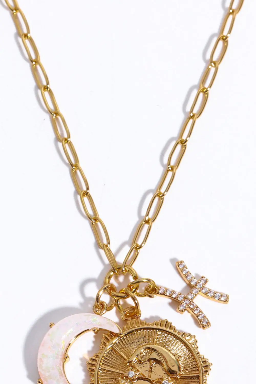Constellation and Moon Pendant Copper Necklace by Trendsi