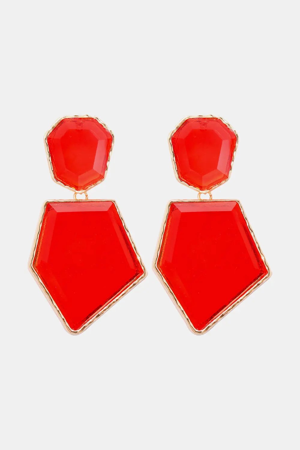 Geometrical Shape Zinc Alloy Frame Resin Dangle Earrings by Trendsi