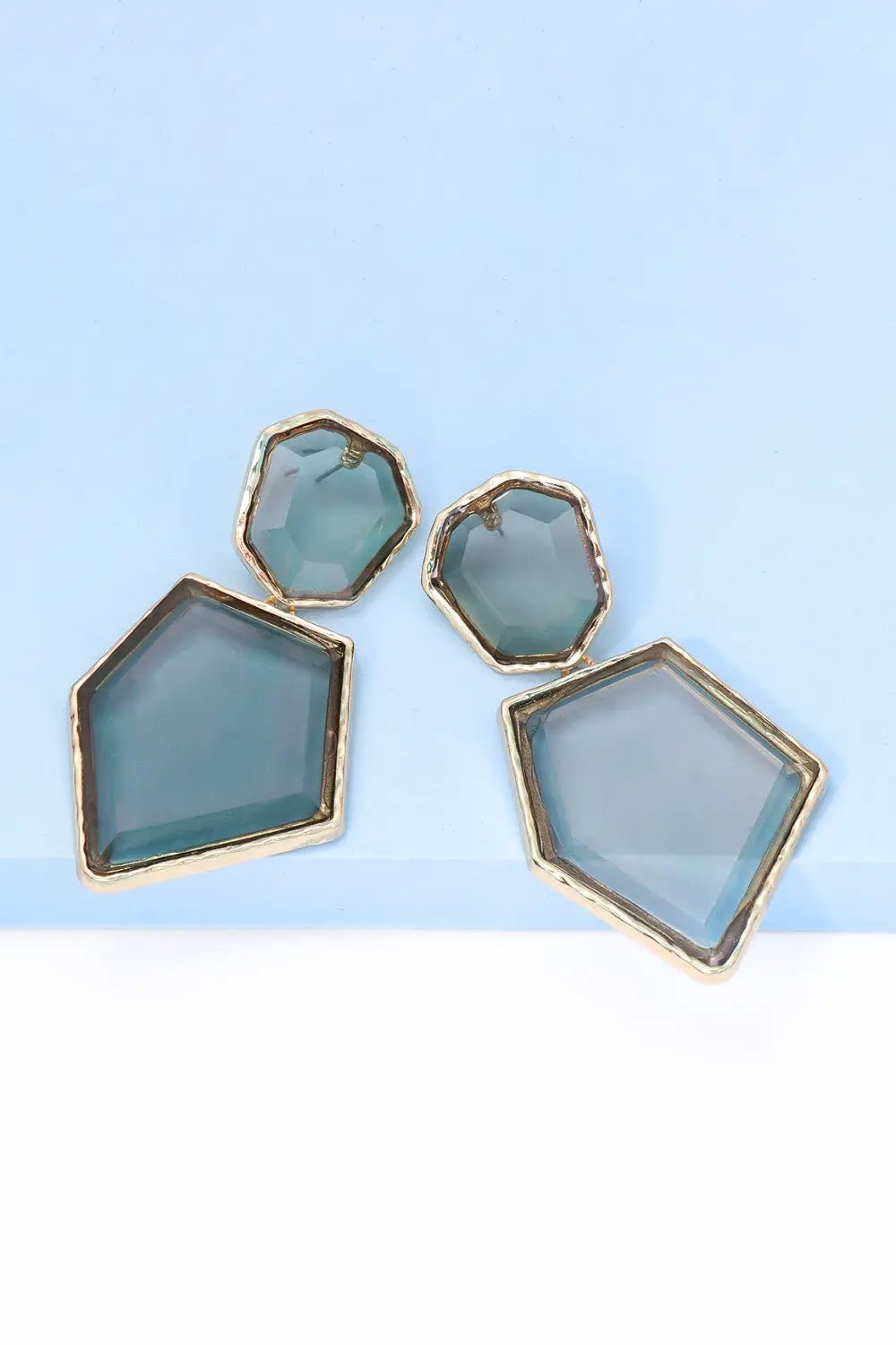 Geometrical Shape Zinc Alloy Frame Resin Dangle Earrings by Trendsi