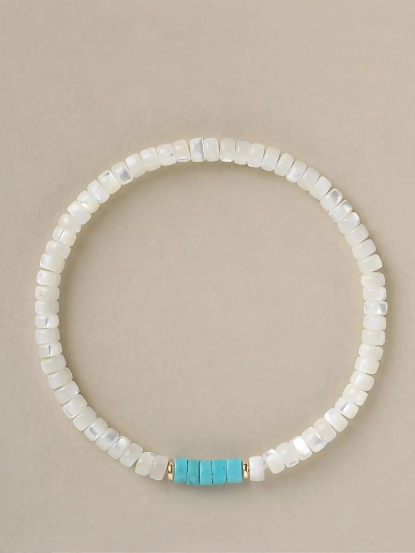 Turquoise Beaded Bracelet by Trendsi