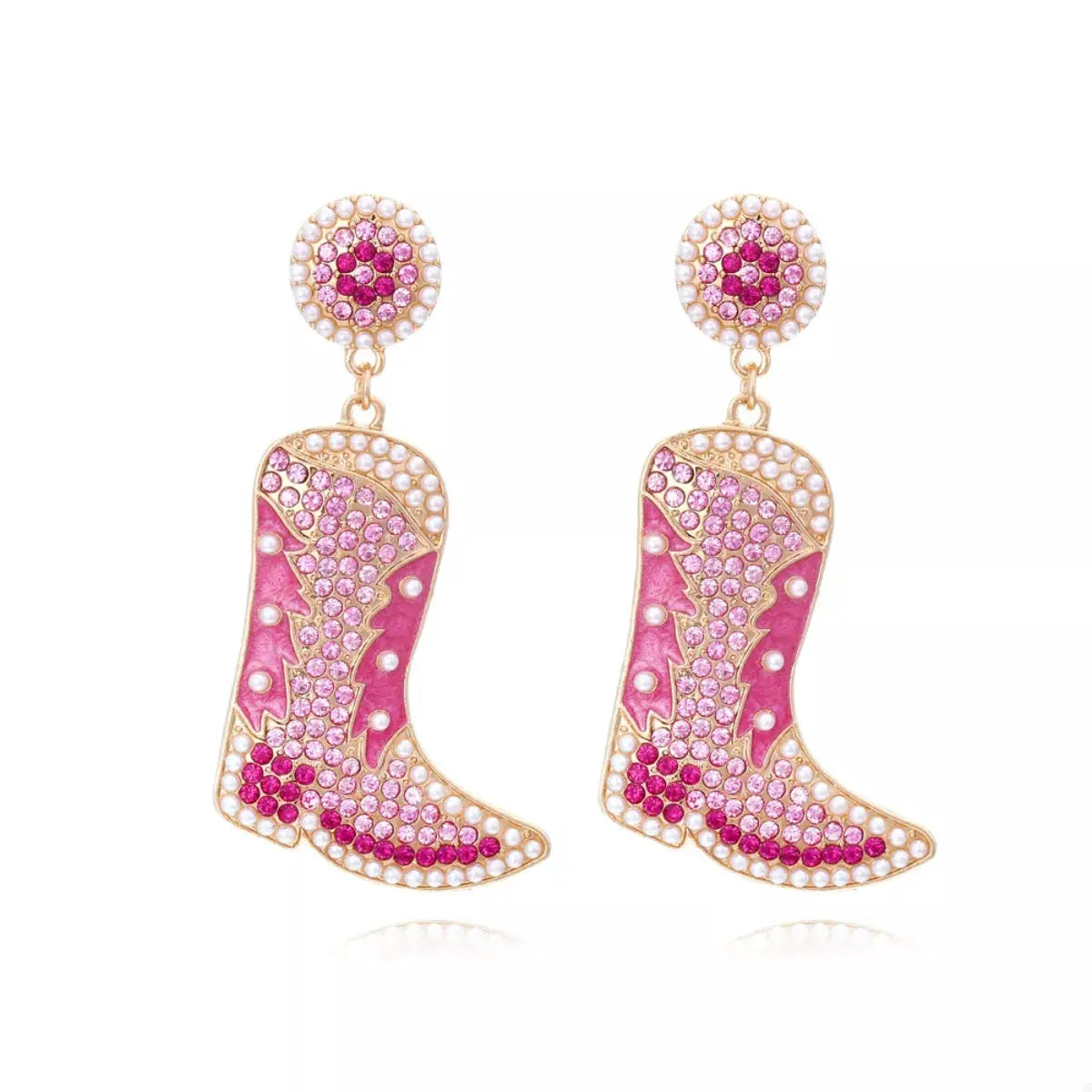 Rhinestone Cowboy Boot Dangle Earrings by Trendsi
