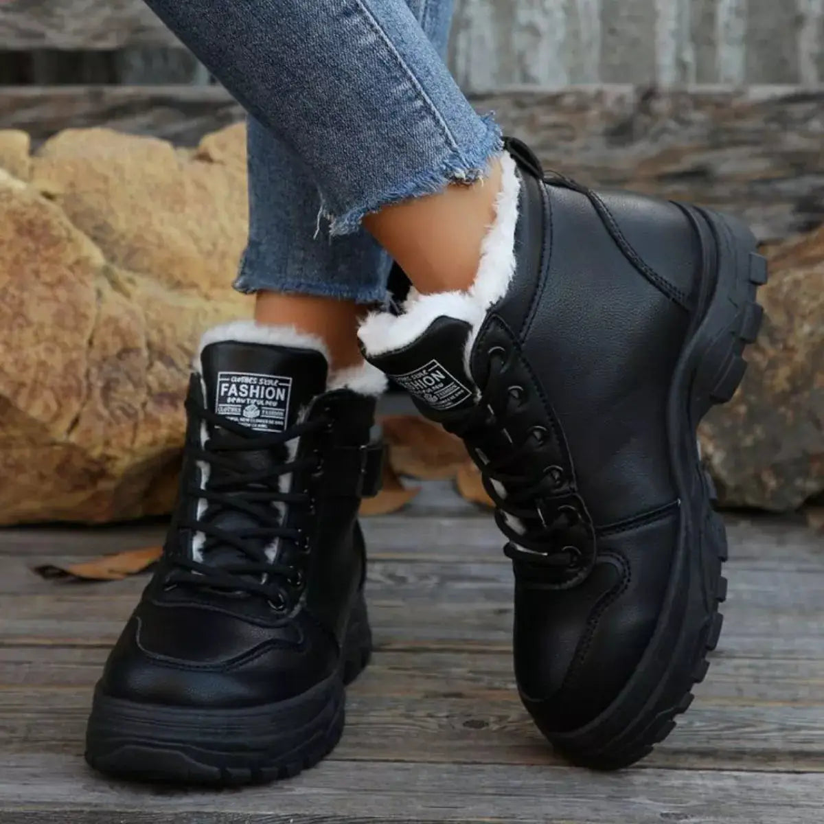 Warm Lined Ankle Boots with Buckle Detail by Trendsi