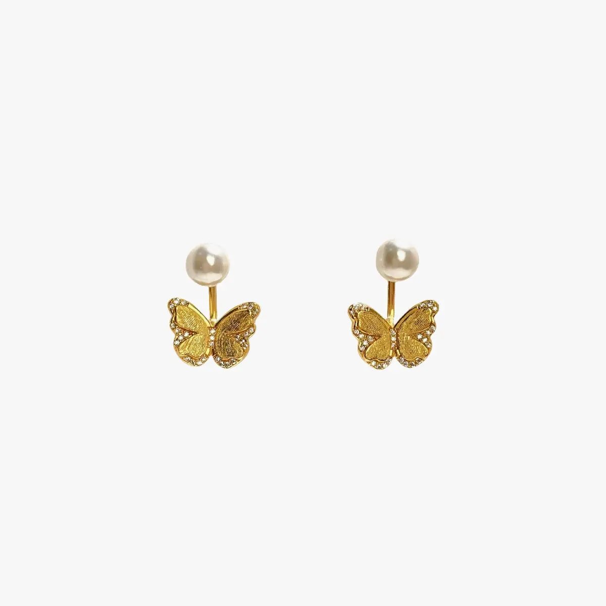 18K Gold-Plated Pearl Butterfly Earrings by Trendsi