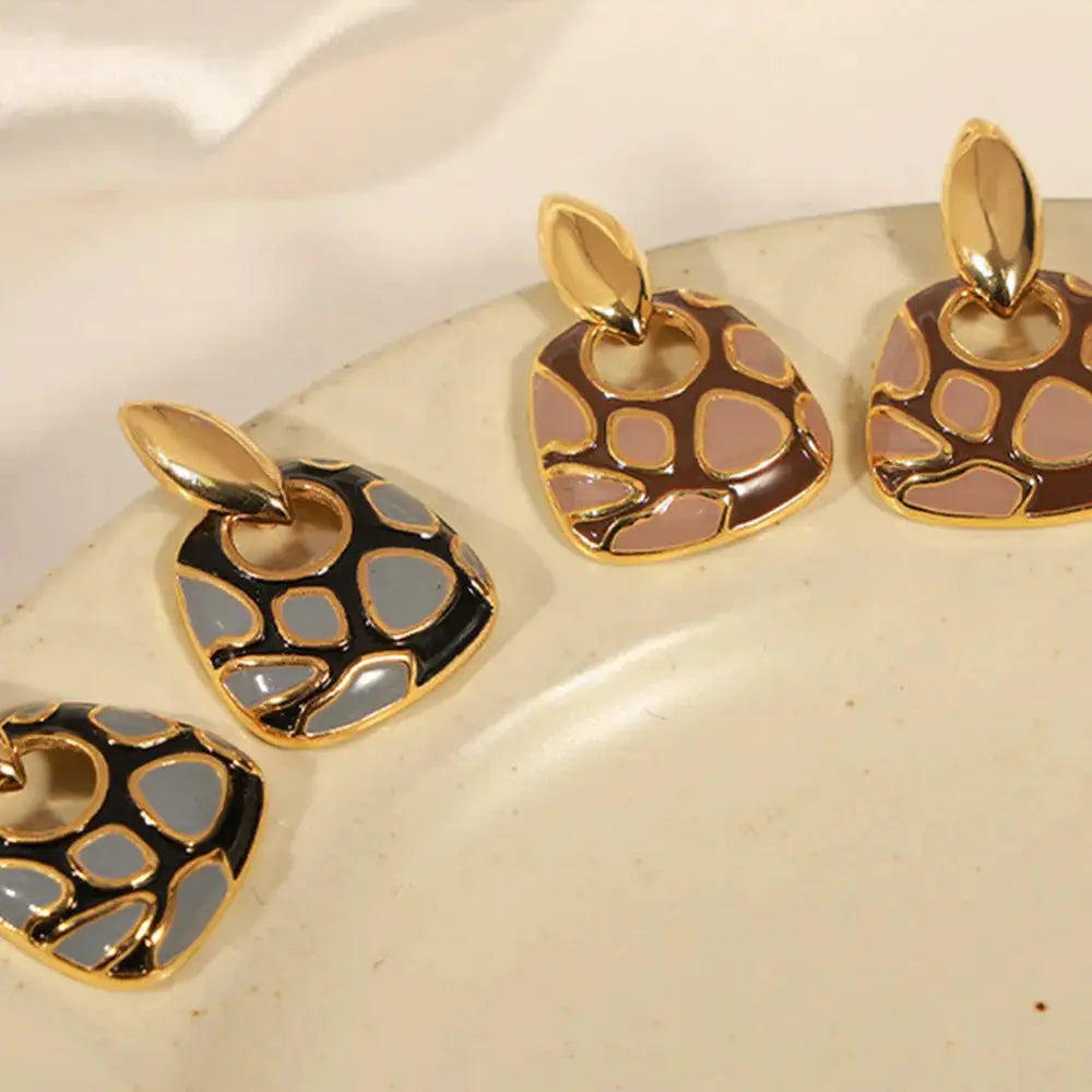 Copper Oil Drip Earrings by Trendsi