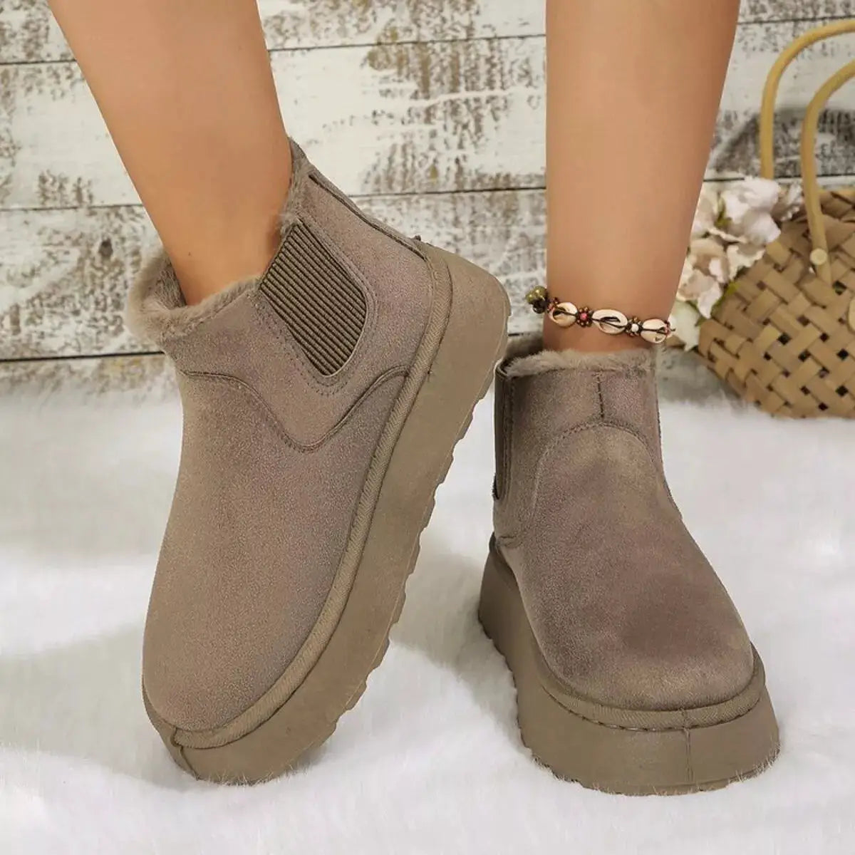 Round Toe Platform Ankle Boots by Trendsi