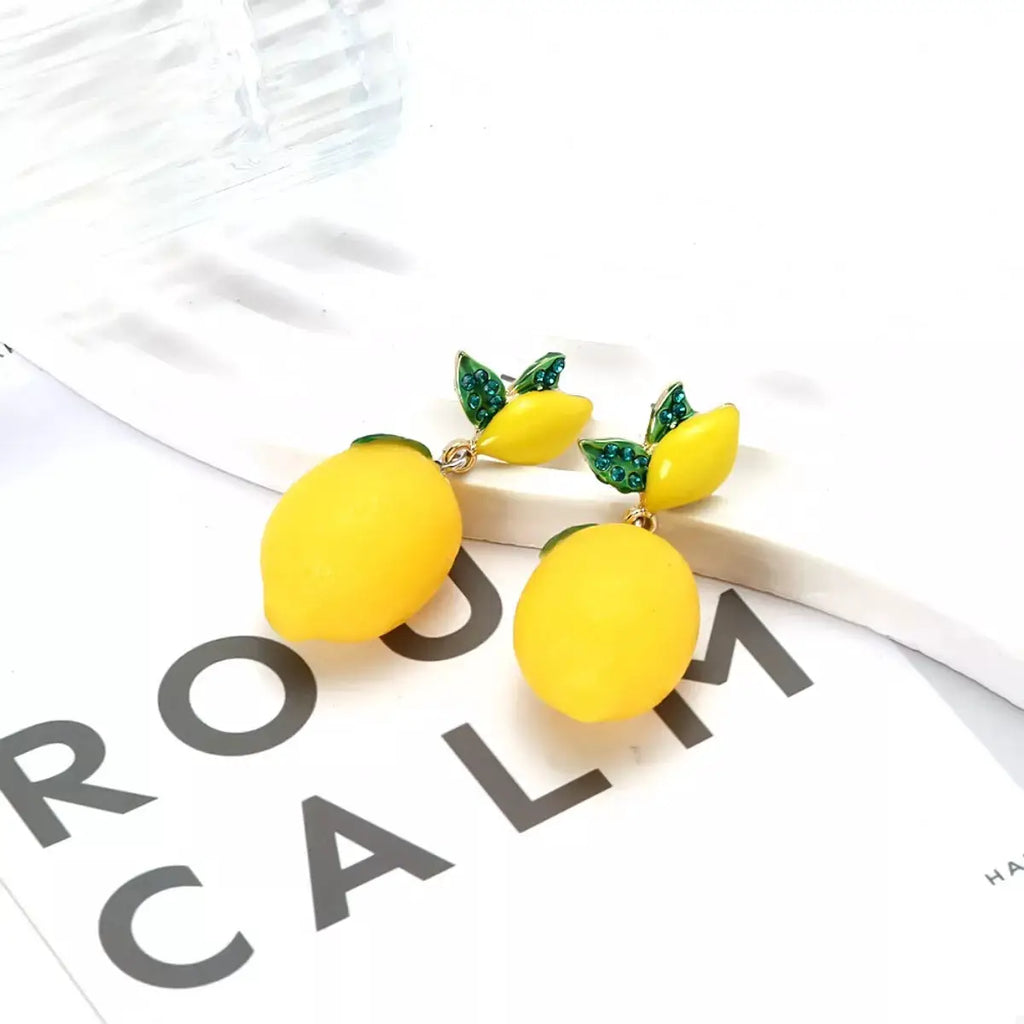 Lemon Fruit Drop Earrings by Trendsi
