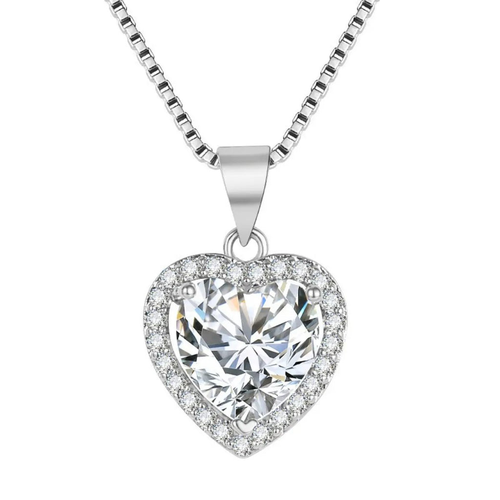 2 Carat Moissanite 925 Sterling Silver Heart Pendant Necklace by Trendsi