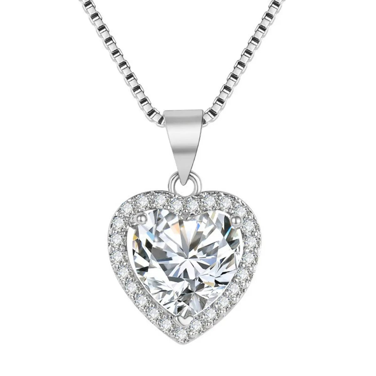 2 Carat Moissanite 925 Sterling Silver Heart Pendant Necklace by Trendsi