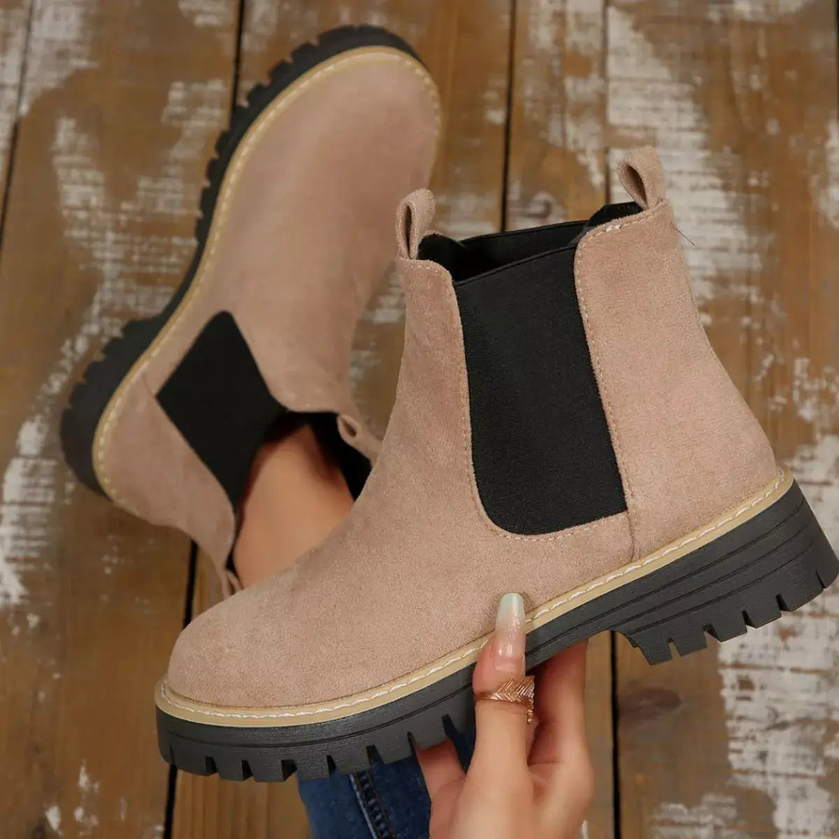 Round Toe Block Heels Boots by Trendsi