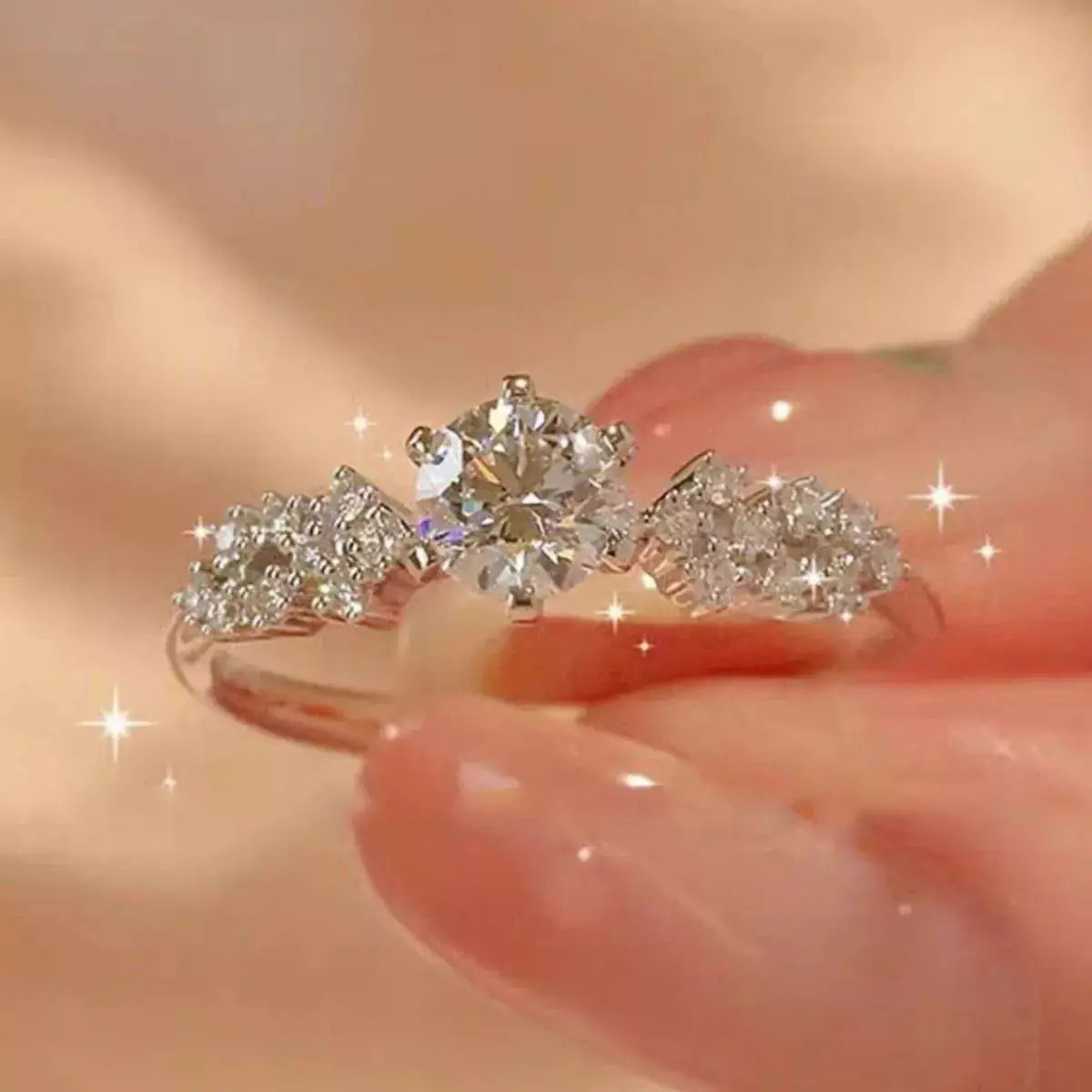 1 Carat 925 Sterling Silver Moissanite Ring by Trendsi