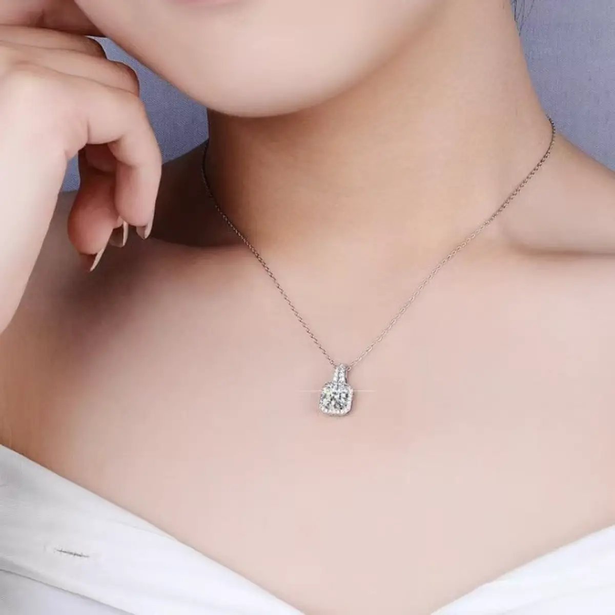 1 Carat Moissanite 925 Sterling Silver Pendant Necklace by Trendsi