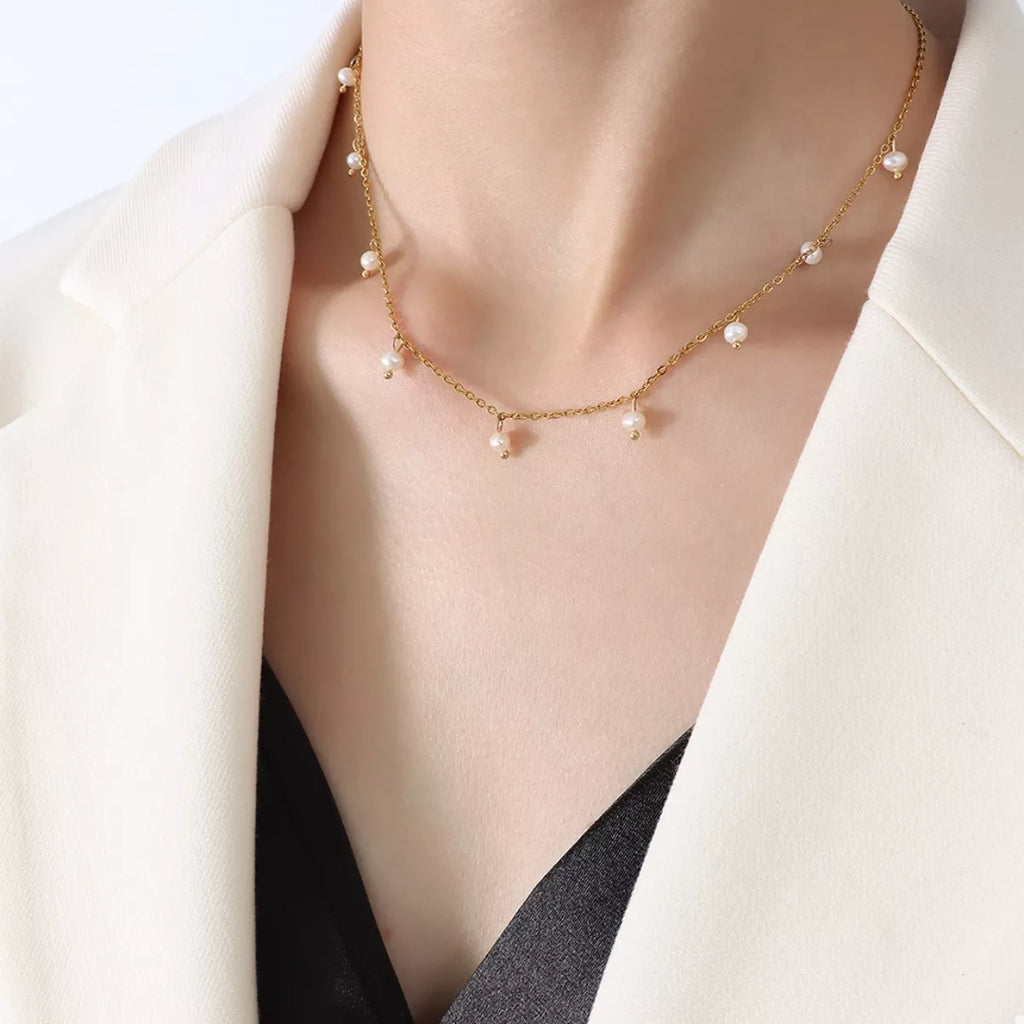Freshwater Pearl 18K Gold-Plated Necklace by Trendsi