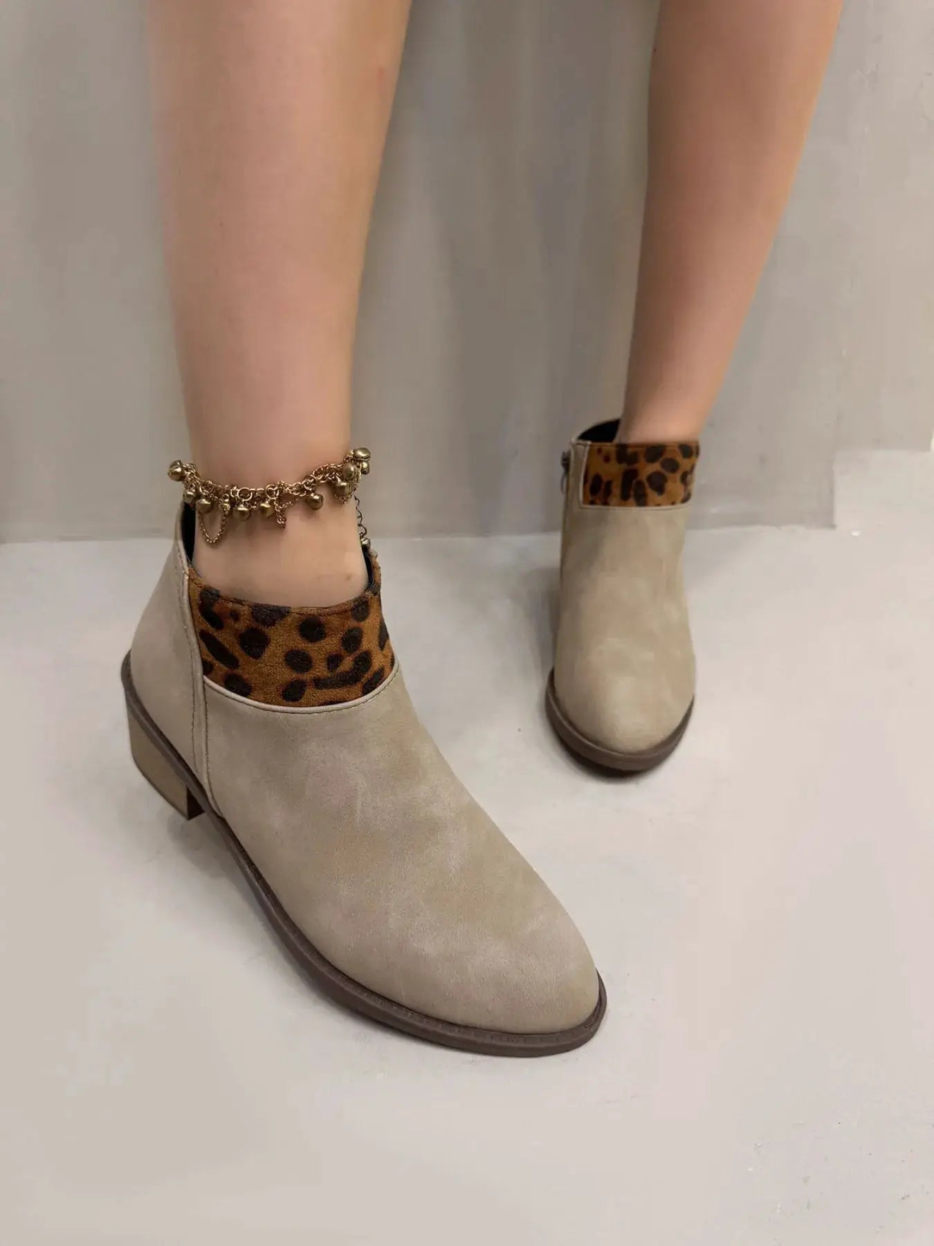 Leopard Block Heels Boots by Trendsi
