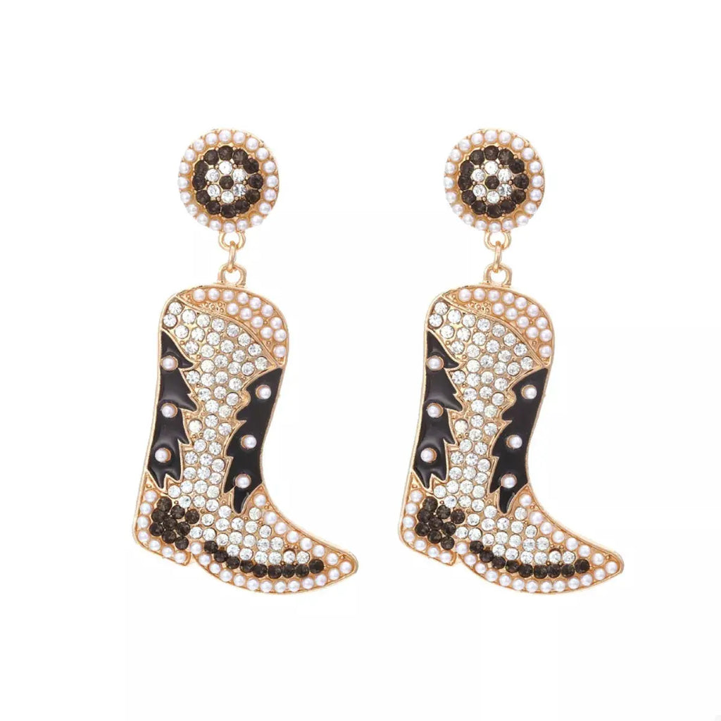 Rhinestone Cowboy Boot Dangle Earrings by Trendsi