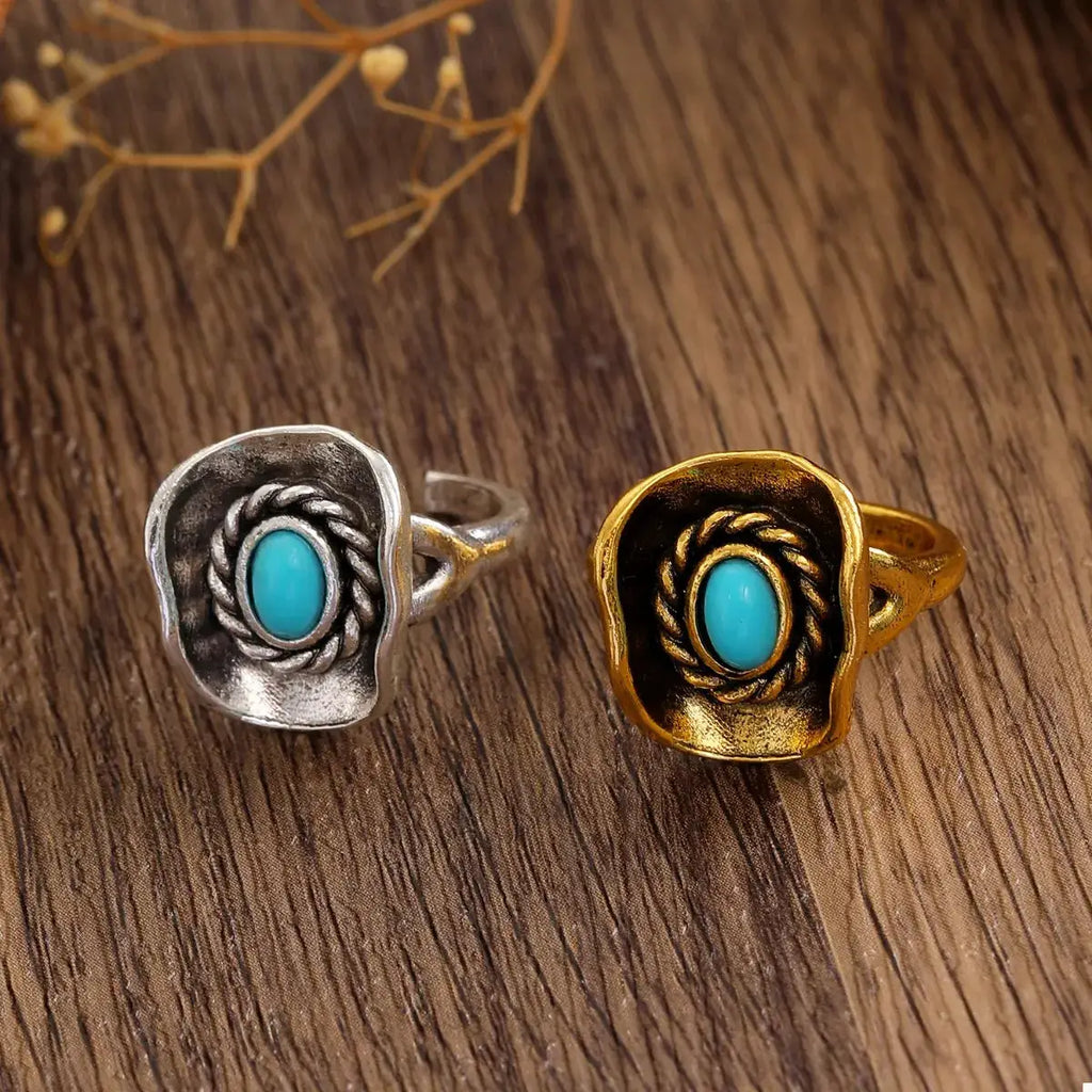4 Piece Vintage Western Style Bull Head Rings by Trendsi