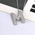 Copper Inlaid Zircon Letter Pendant Necklace by Trendsi