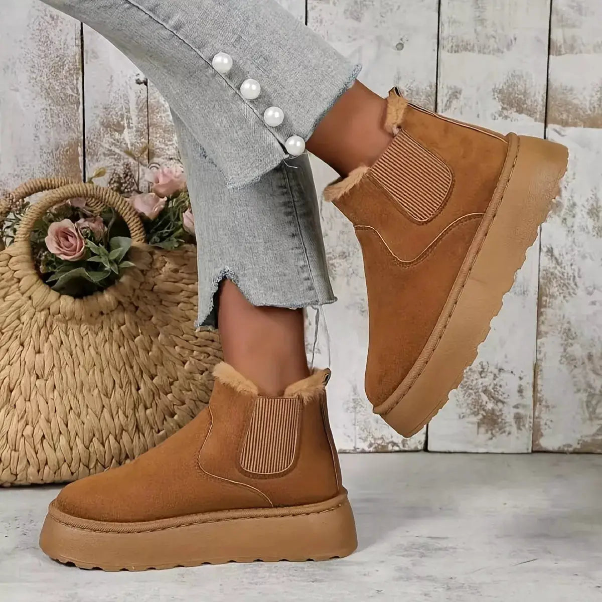 Round Toe Platform Boots by Trendsi