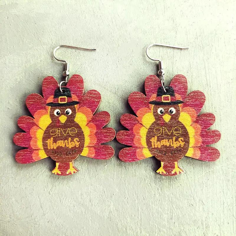 Thanksgiving Turkey Drop Earrings by Trendsi