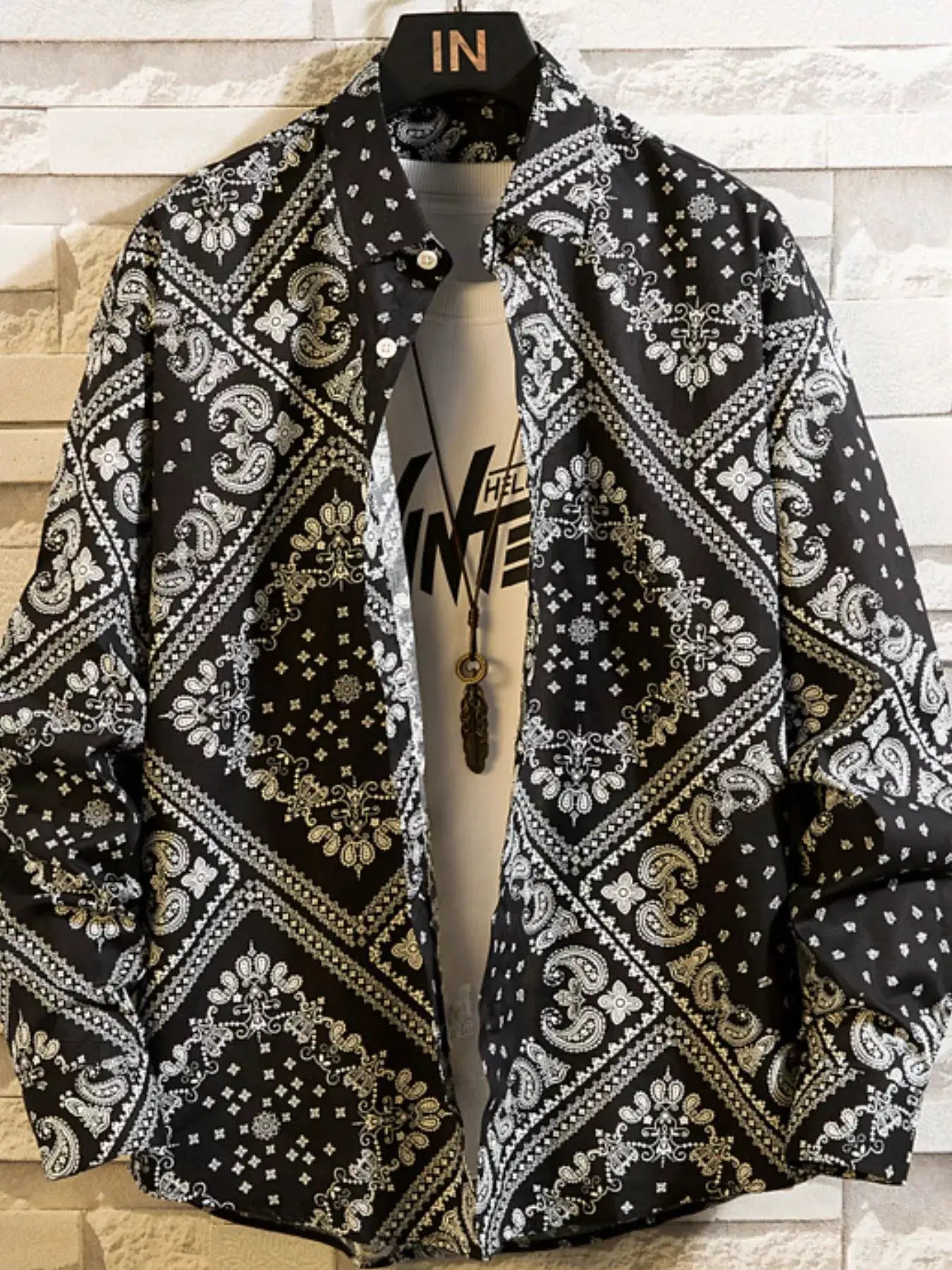 Men's Plus Size Printed Button Up Shirt by Trendsi