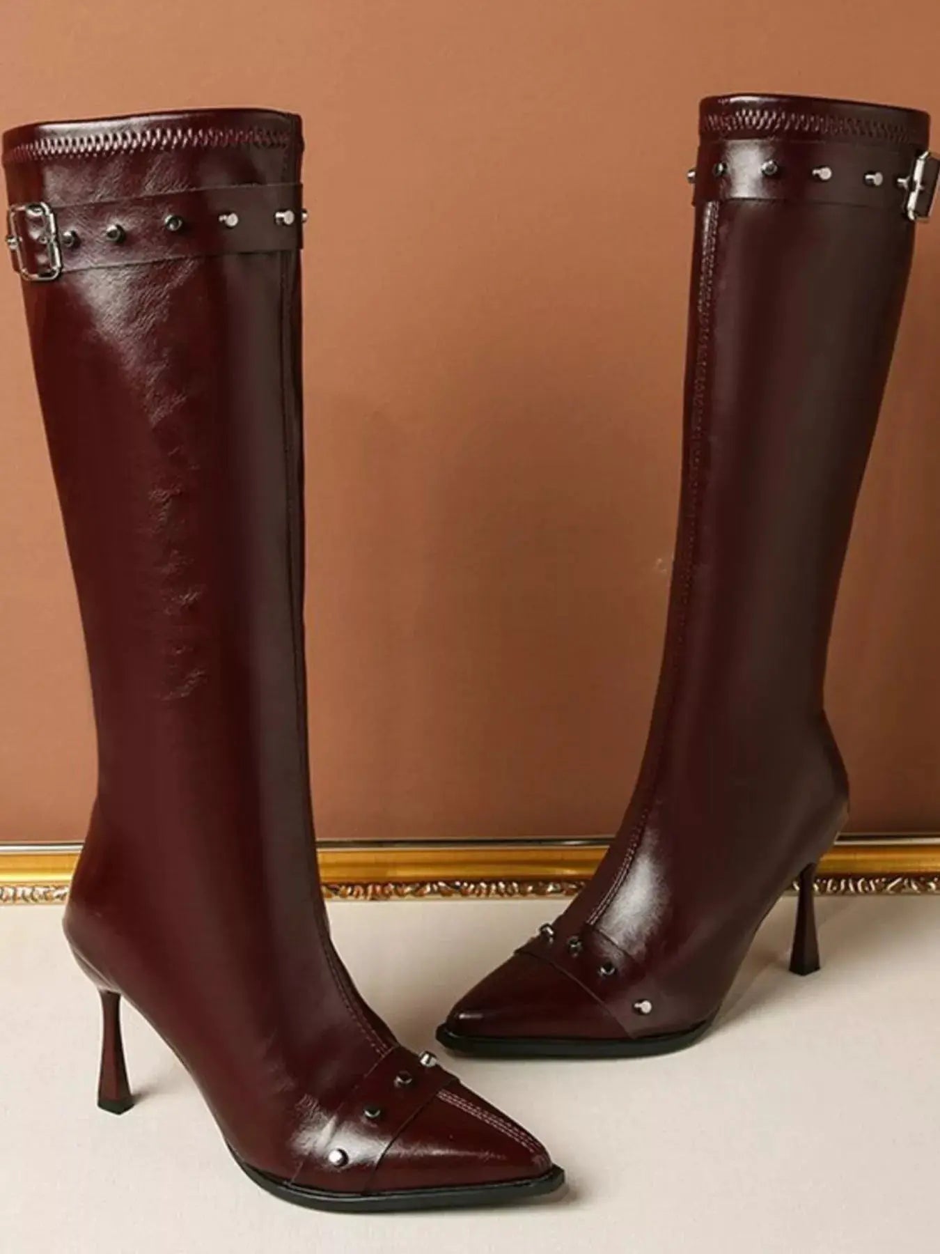 Point Toe High Heel Boots by Trendsi