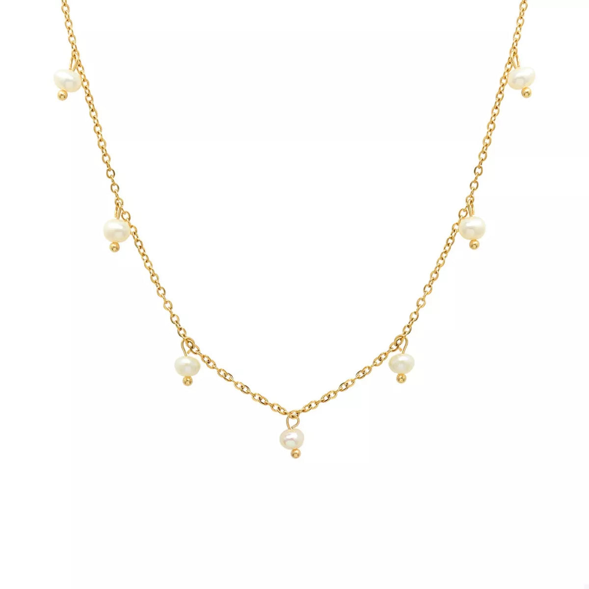 Freshwater Pearl 18K Gold-Plated Necklace by Trendsi