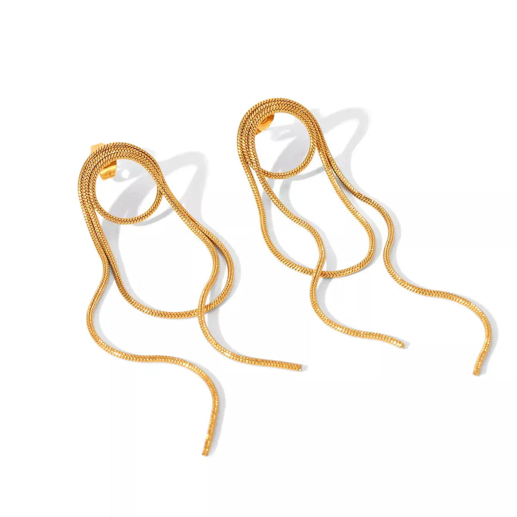 18K Gold-Plated Hoop Chain Earrings by Trendsi