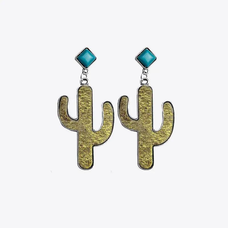 Turquoise Cactus Earrings by Trendsi