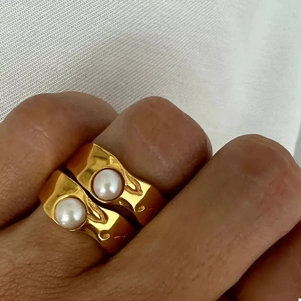 18K Gold-Plated Pearl Ring by Trendsi