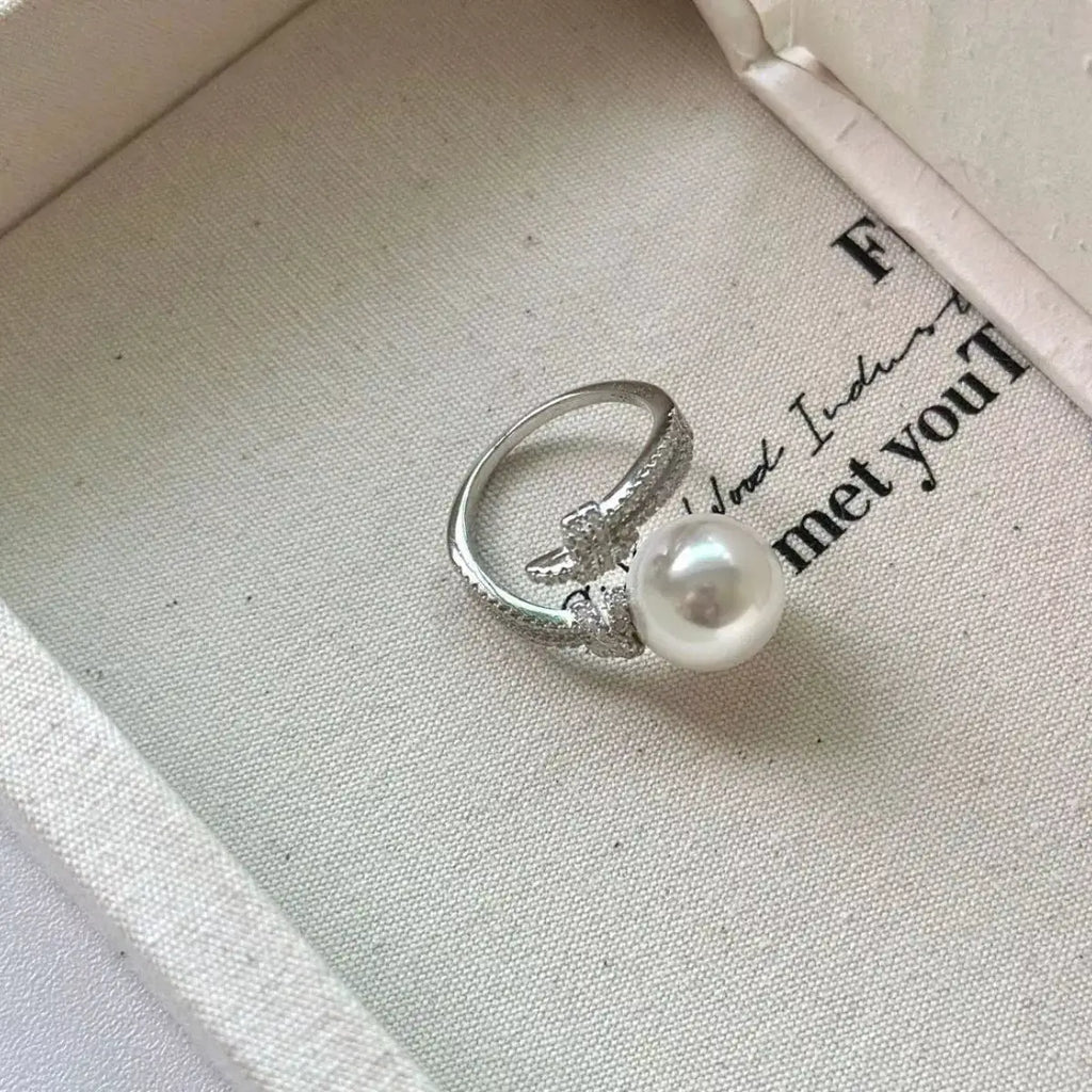 Pearl Zircon Bypass Ring by Trendsi