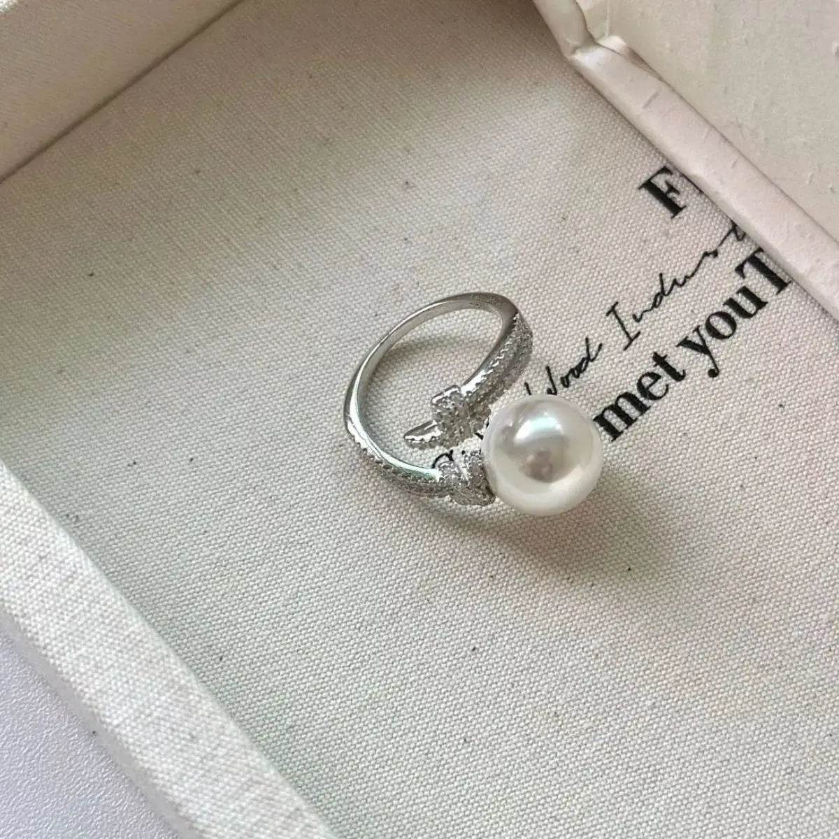 Pearl Zircon Bypass Ring by Trendsi