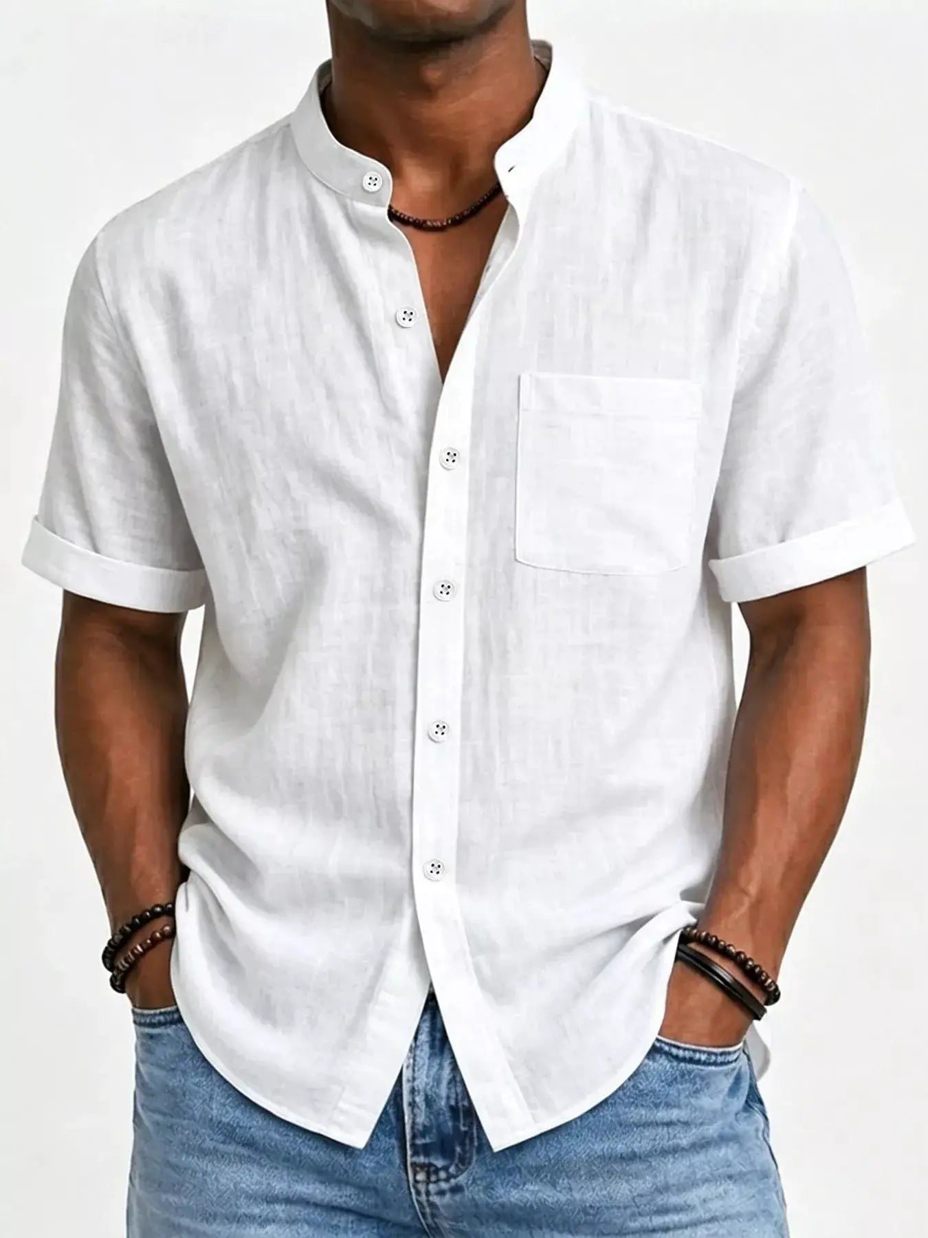 Men's Full Size Button Up Short Sleeve Shirt Plus Size by Trendsi
