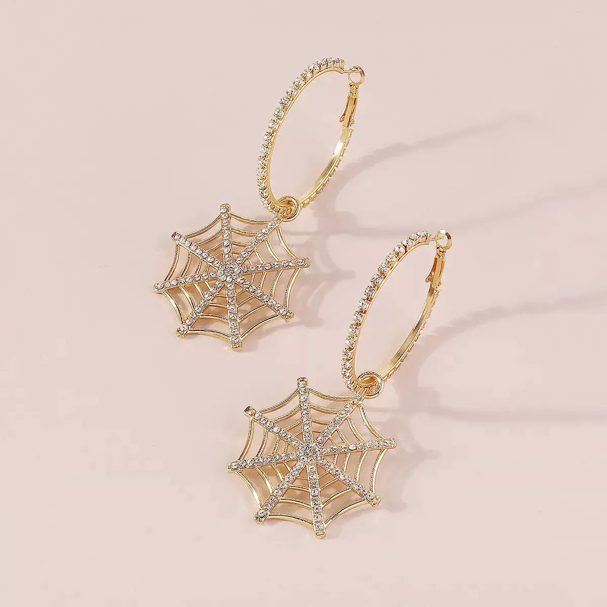 Spider Web Dangle Hoop Earrings by Trendsi