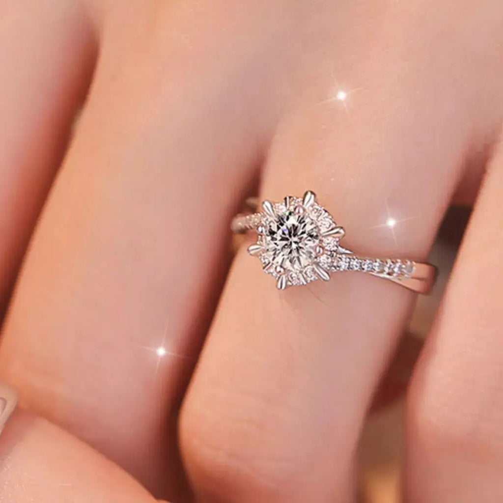 2 Piece Moissanite 925 Sterling Silver Ring by Trendsi