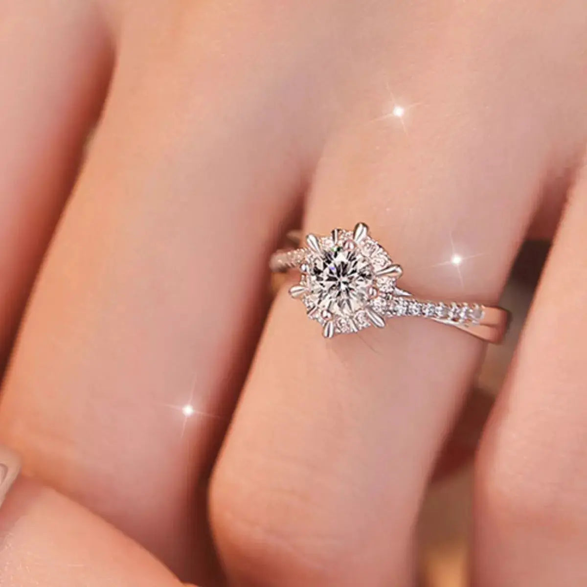 2 Piece Moissanite 925 Sterling Silver Ring by Trendsi