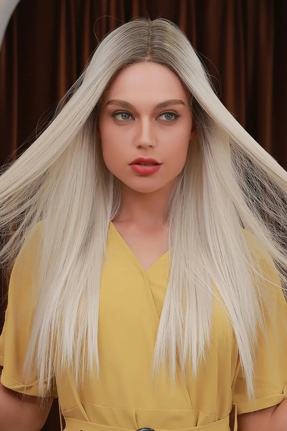 13*2" Lace Front Wigs Synthetic Long Straight 26" Heat Safe 150% Density by Trendsi