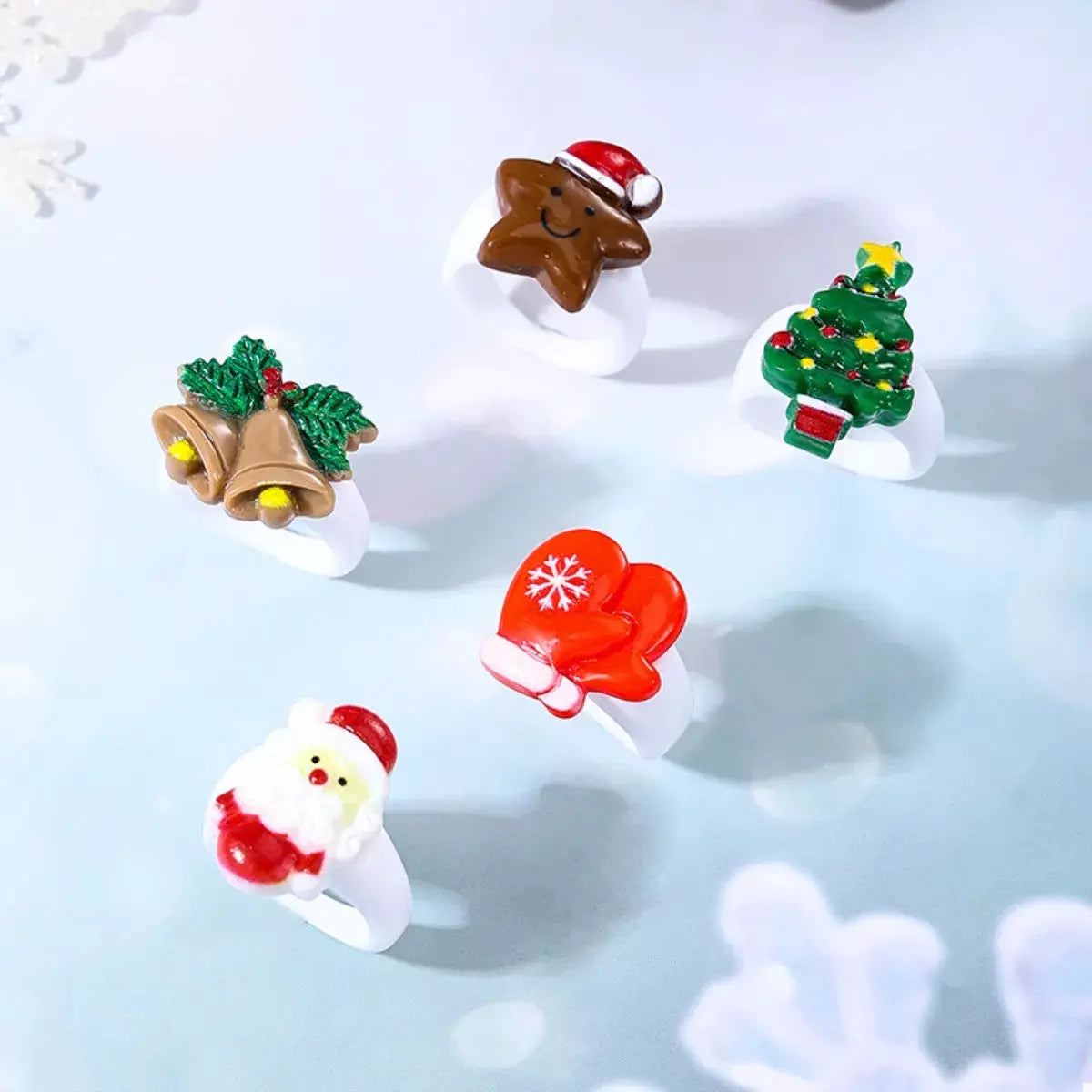 5 Piece Christmas-Themed Rings by Trendsi