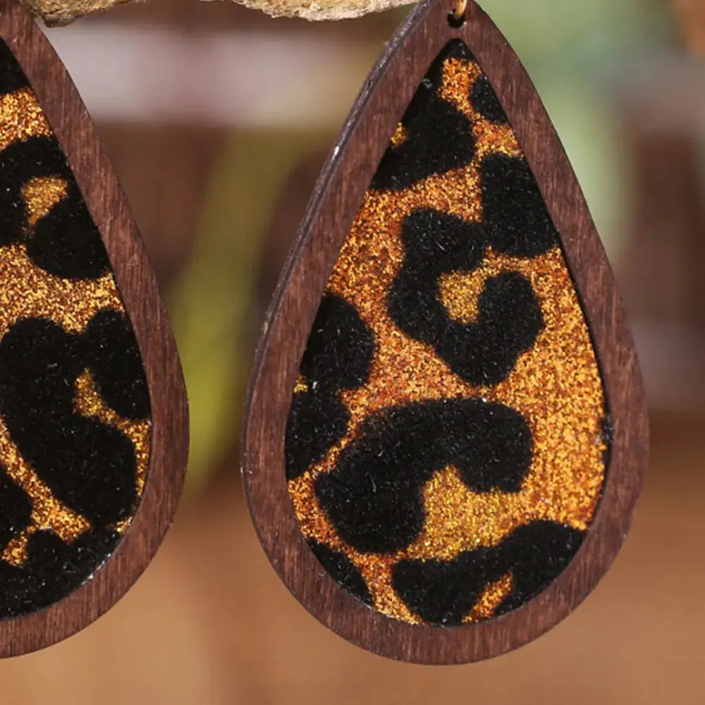 Sequin Wood Teardrop Earrings by Trendsi