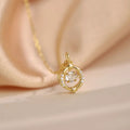 18K Gold-Plated Zircon Star Circle Pendant Necklace by Trendsi