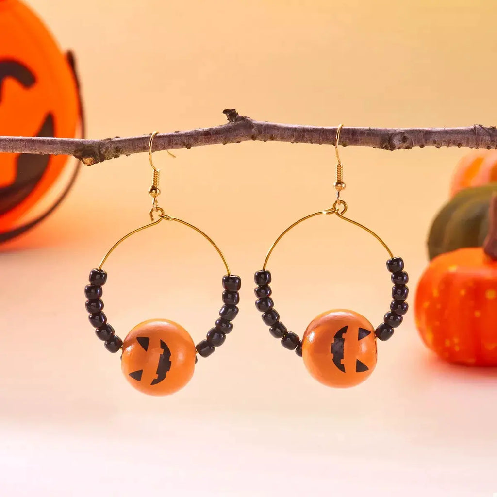 18K Gold-Plated Halloween Bead Earrings by Trendsi