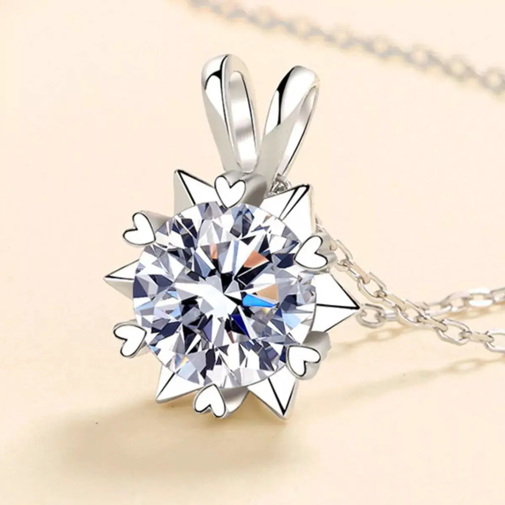 1 Carat 925 Sterling Silver Moissanite Pendant Necklace by Trendsi