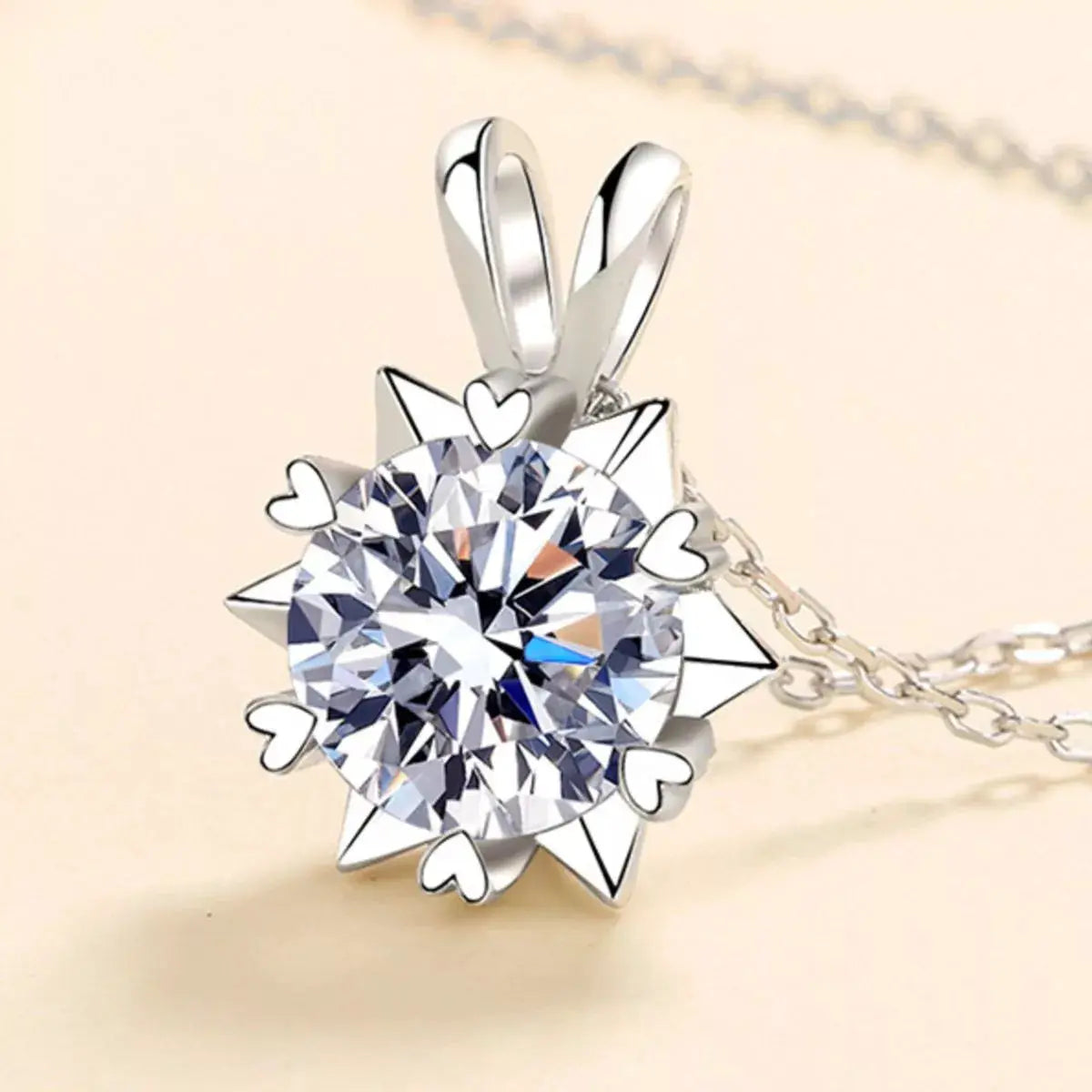 1 Carat 925 Sterling Silver Moissanite Pendant Necklace by Trendsi