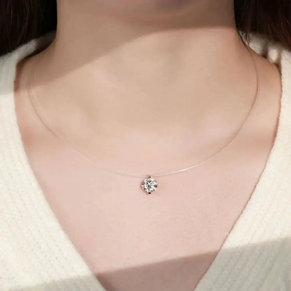 1 Carat Moissanite 925 Sterling Silver Necklace by Trendsi