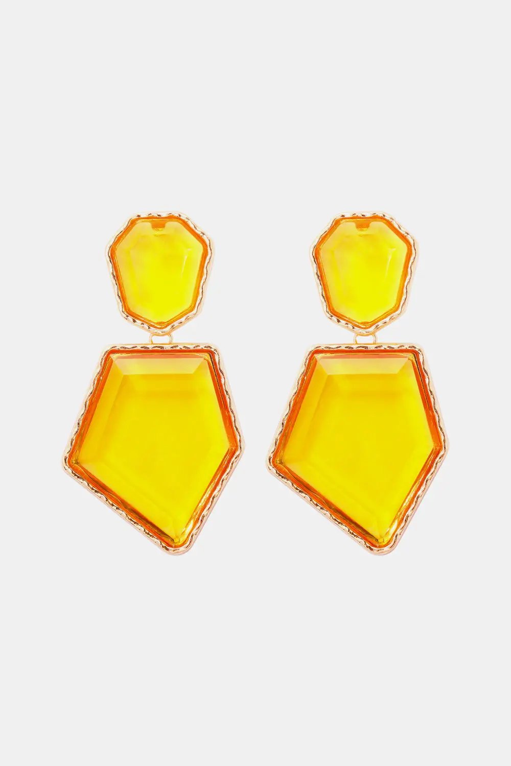 Geometrical Shape Zinc Alloy Frame Resin Dangle Earrings by Trendsi