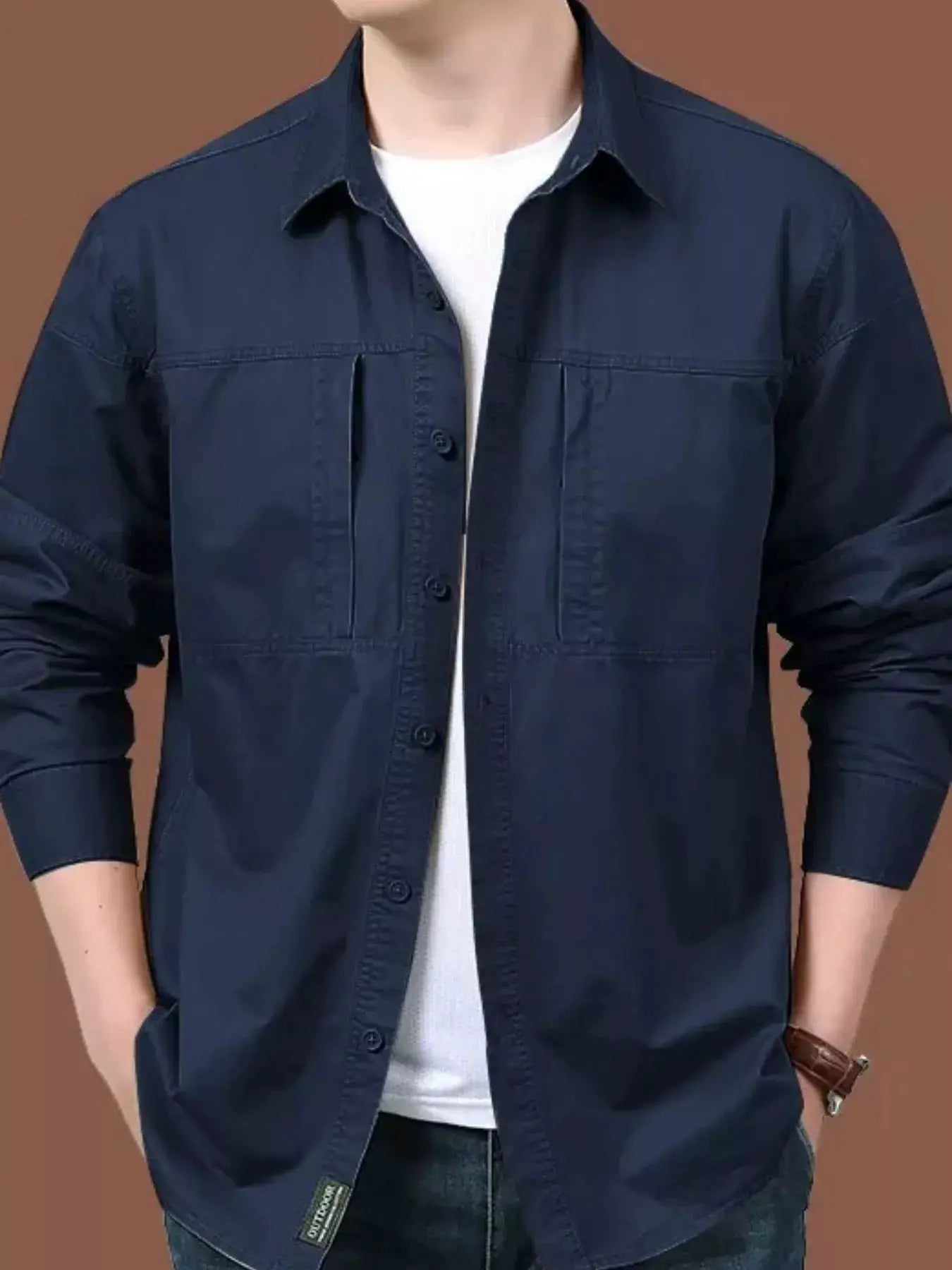 Men's Plus Size Casual Long-Sleeve Shirt by Trendsi