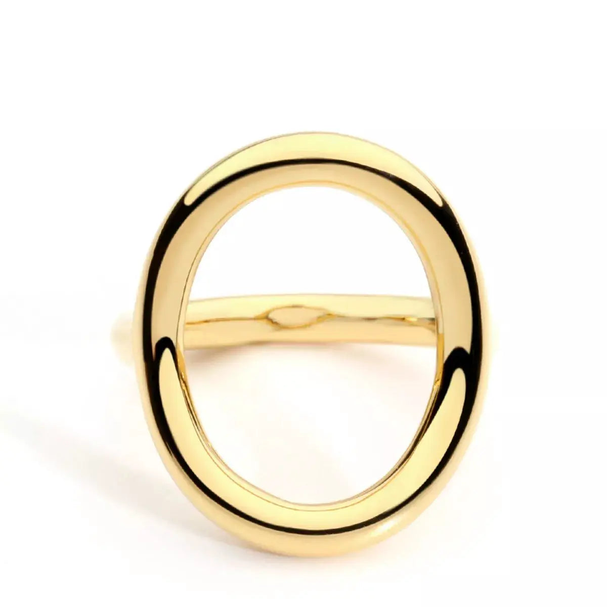 18K Gold-Plated Copper Round Ring by Trendsi