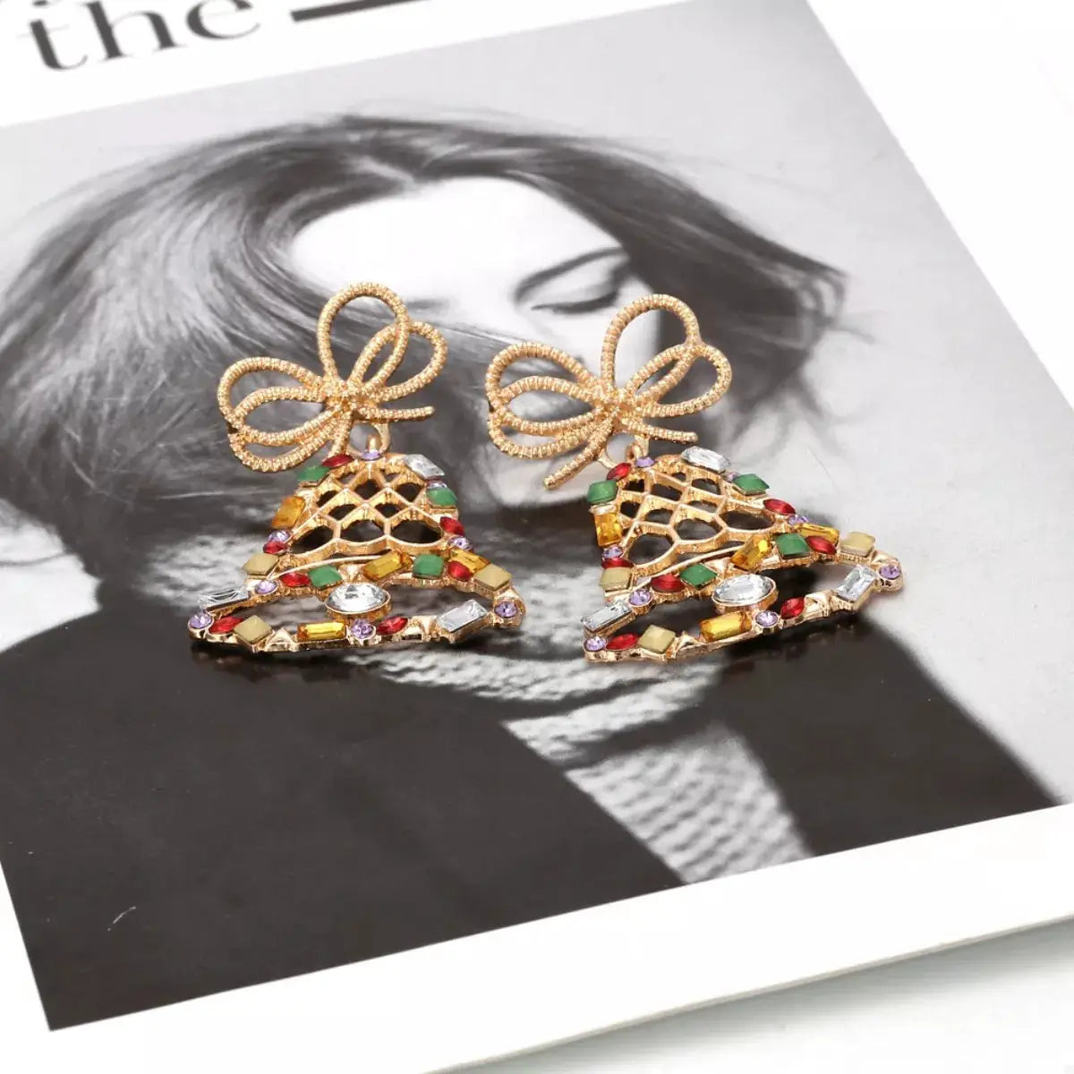 18K Gold-Plated Christmas Bell Dangle Earrings by Trendsi