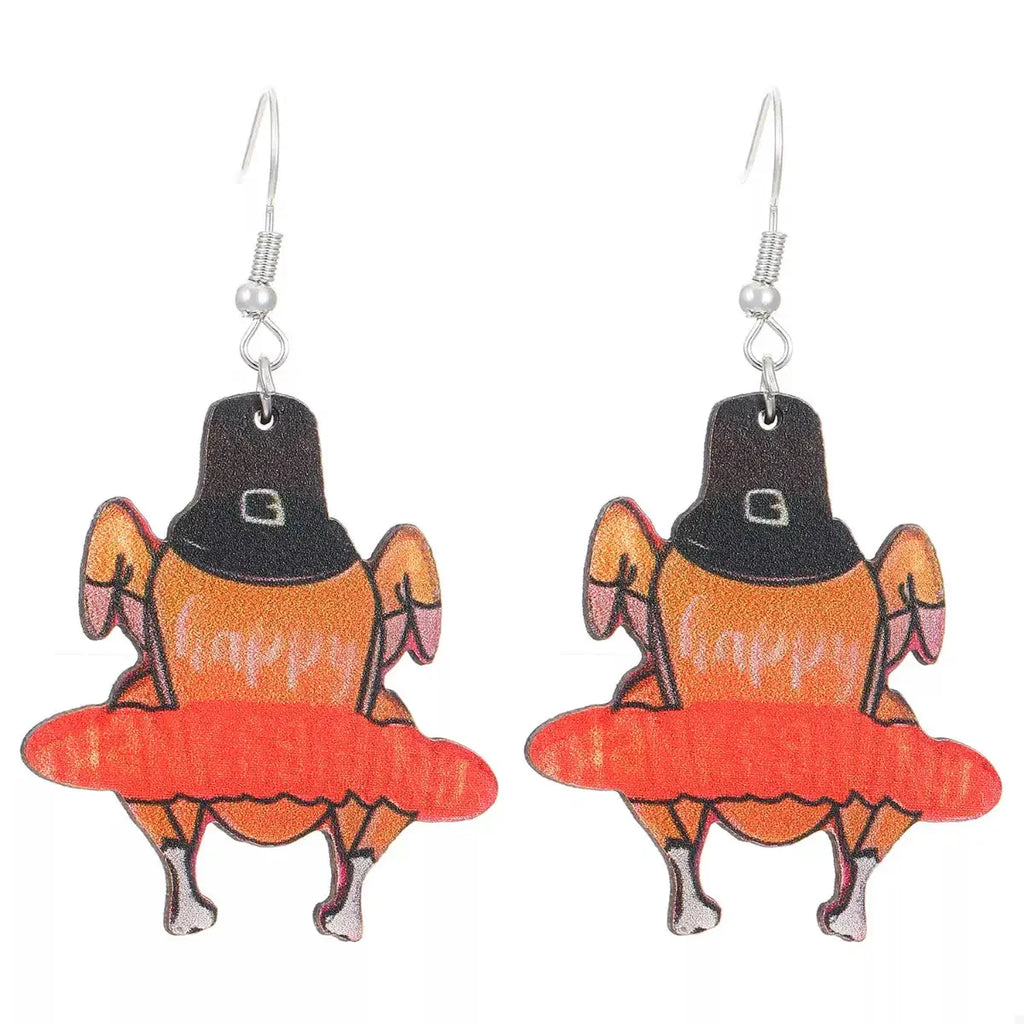 Thanksgiving Turkey Dangle Earrings by Trendsi