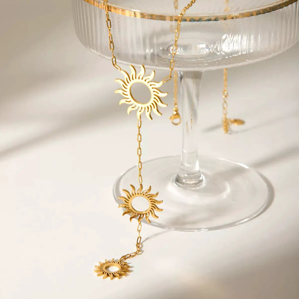 18K Gold-Plated Sun Pendant Necklace by Trendsi